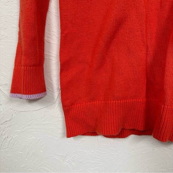Moth Anthropologie Orange Lavender Trim Crew Neck Sweater Womens M Preppy - Picture 2 of 9